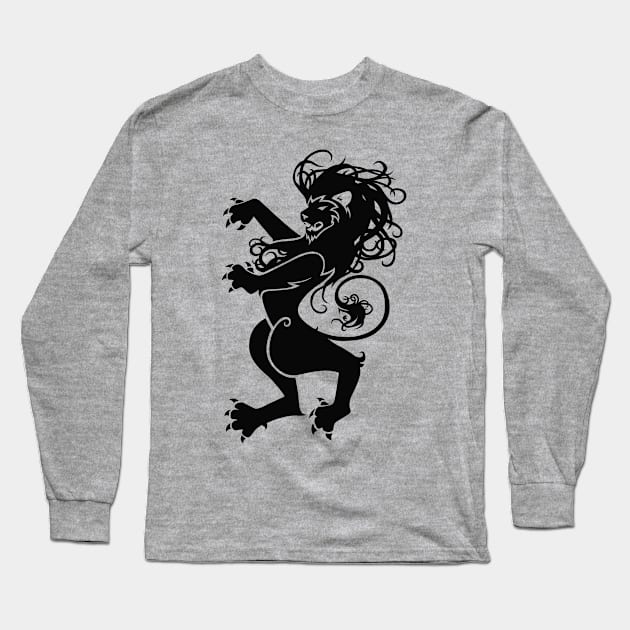 Rampant Lion in Black Long Sleeve T-Shirt by graphicfire